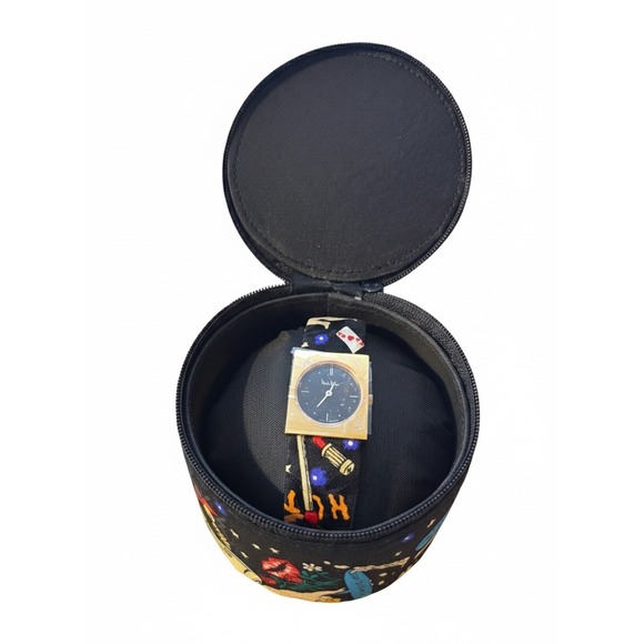 Nicole Miller Time Flies Vtg 1993 Watch Swiss‎ Movement Novelty Print Case Retro main image 7